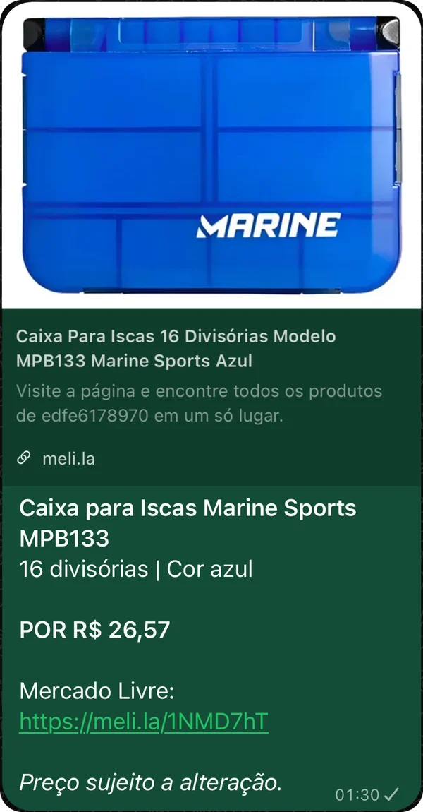 Post do grupo: Caixa para Iscas Marine Sports MPB133 por R$ 26,57